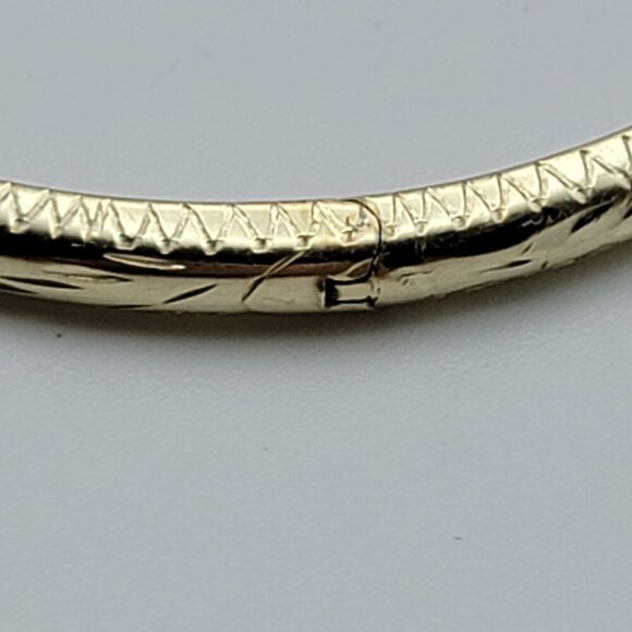 RSC 925 Sterling Silver Gold Plated Embossed Bangle Bracelet Hinged 7.25 in - Picture 4 of 6